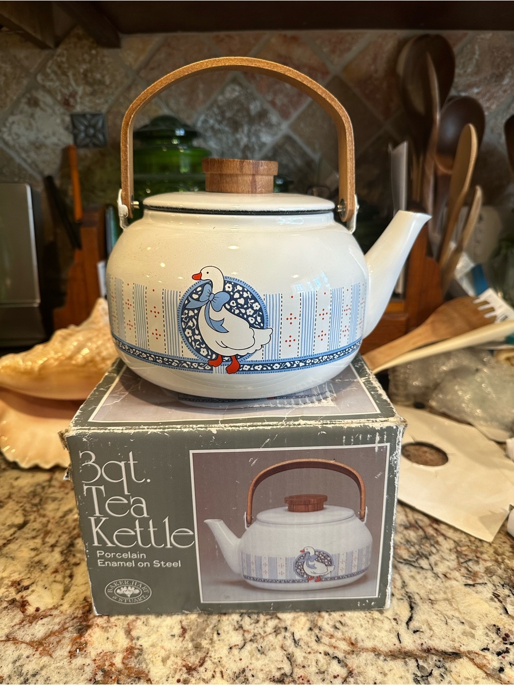 Goose Porcelain Enamel Tea Kettle